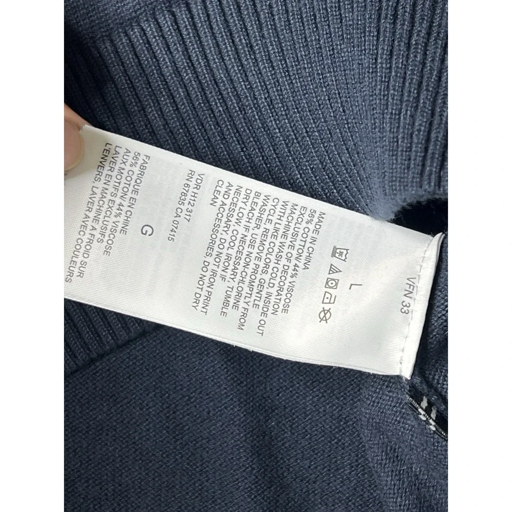 Nautica Mens Blue‎ Long Sleeve Fleece Quarter Zip Size Large Mock Neck